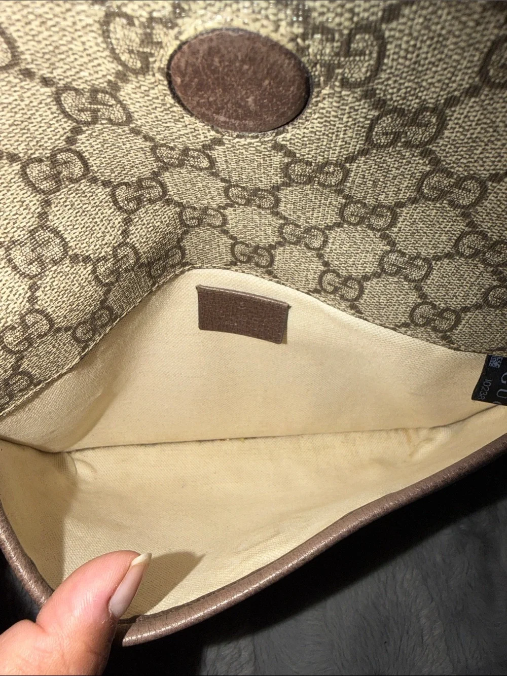 Preloved Gucci Brown GG Canvas Belt Bag with Green-Red Web Strap with Dust bag
